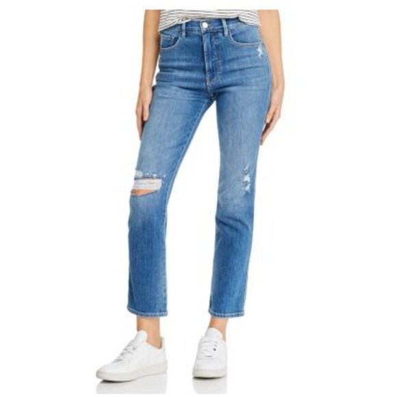 Frame Le‎ Sylvie Slender Straight Distressed Crop Jeans Size 24 - Picture 1 of 8